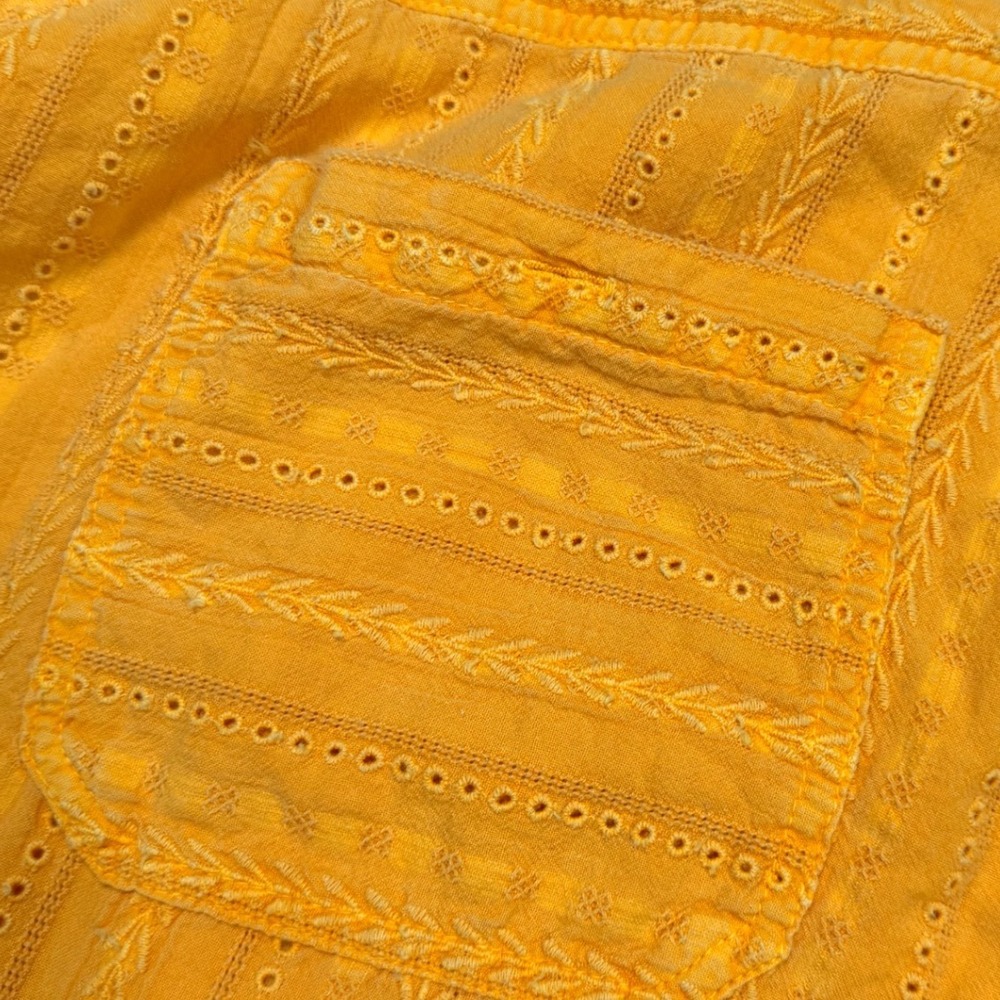 Sundance Gigi Eyelet Embroidered Straight Leg Pants Soleil Yellow Womens L - Picture 9 of 10